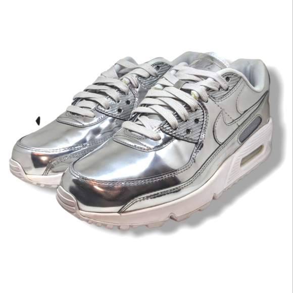 Nike Shoes - Nike | Air Max 90s Metallic Silver Patent Leather Sneaker Women's Size 9.5